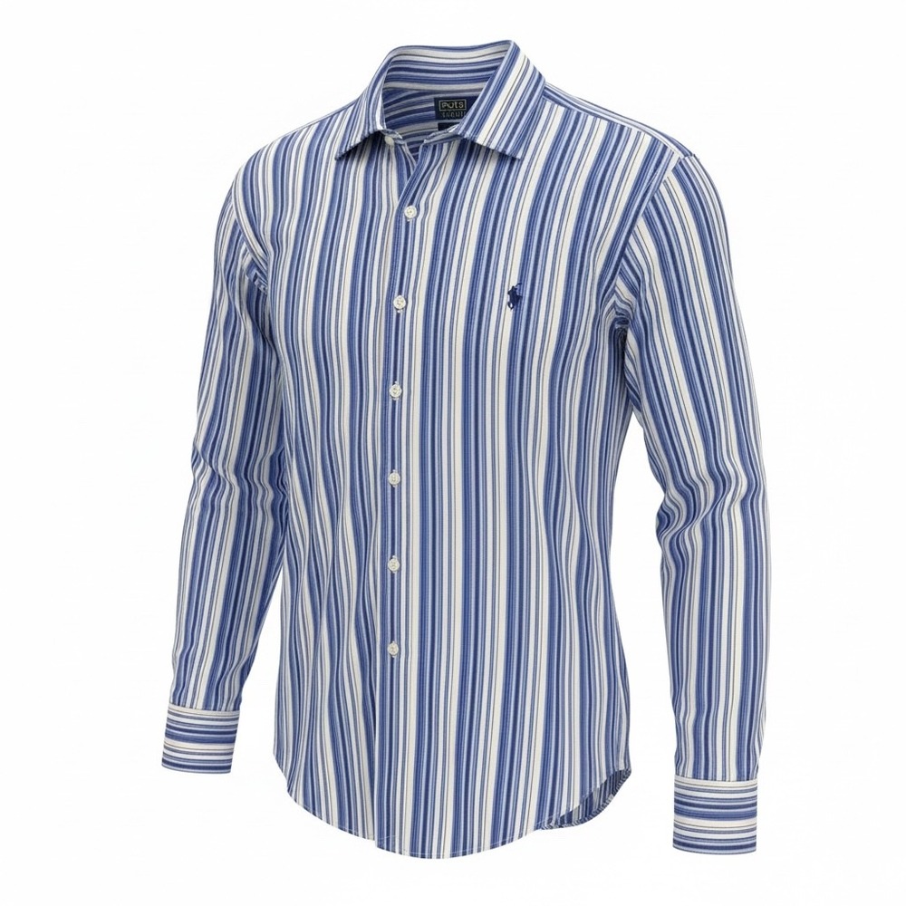 Polo Ralph Lauren Stanton Classic Fit XL Mens Shirt Blue White Striped Cotton